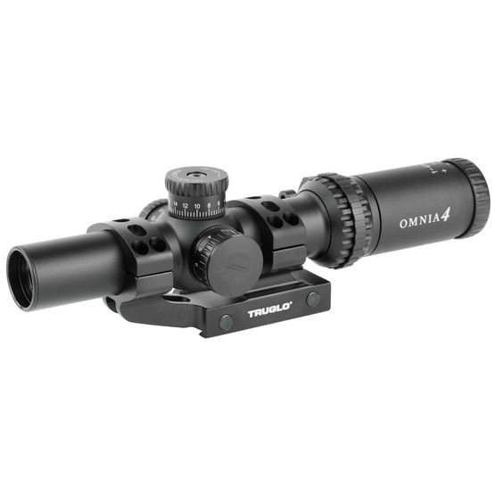 Truglo OMNIA 1-4x24mm Rifle Scope - A.P.T.R Illuminated Reticle features a versatile shot range